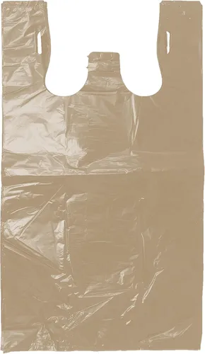 Miniatura 3 de Compras de comestibles Bolsas de plástico para camisetas lisas 12" x 7" x 21" (marrón, 150)