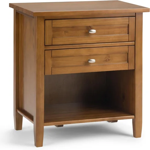 Miniatura 22 de SIMPLIHOME Warm Shaker Mesitas de noche de madera maciza de 24 pulgadas de ancho estilo transicional en negro para sala de estar y dormitorio