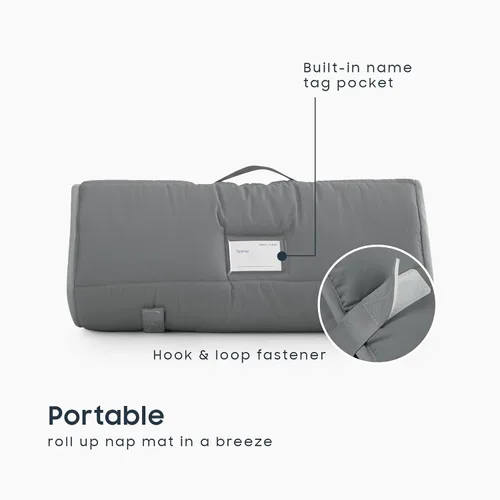 Miniatura 3 de Wake In Cloud - Tapete para siesta para niños pequeños con almohada y manta, para niños y niñas de 3 años más en jardín de infantes, preescolar, Gris