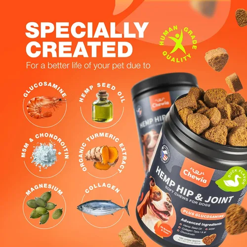 Miniatura 5 de Glucosamina para perros - Suplemento articular para perros - Glucosamina condroitina - 180 masticables para la movilidad para el cuidado