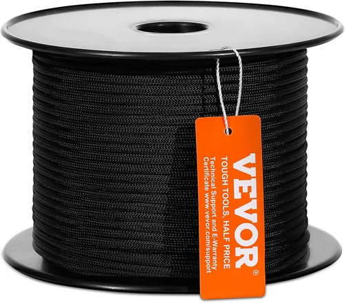VEVOR Cuerda de nailon trenzada, 3/16 pulgadas x 250 pies, 32 hebras, 720 LBS de resistencia a la rotura para exteriores, aparejo de árbol arborista