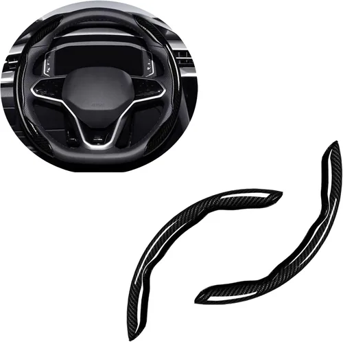 Funda protectora antideslizante de fibra de carbono para volante de automóvil, 2 piezas de 15 pulgadas, accesorios interiores universales para Negro