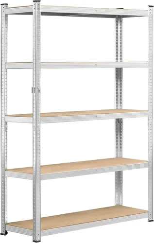 Miniatura 23 de Yaheetech Estantes de almacenamiento, estantería de metal ajustable resistente de 5 niveles, estante industrial para garaje, almacén, despensa, Plata