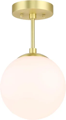 XiNBEi Lighting Lámpara de techo semiempotrada de 1 luz, luz de techo semiempotrada, acabado de latón satinado para sala de estar y comedor