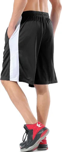 Miniatura 3 de Liberty Imports Paquete de 5 pantalones cortos de baloncesto atléticos de secado rápido para hombre, entrepierna de 9 pulgadas con bolsillos, ropa