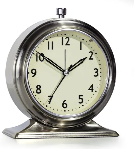 Miniatura 8 de AYRELY® Reloj Despertador Analógico Silencioso de 4 Pulgadas que Funciona con Baterías, Relojes de Escritorio con Luz, Reloj de Mesa de Metal