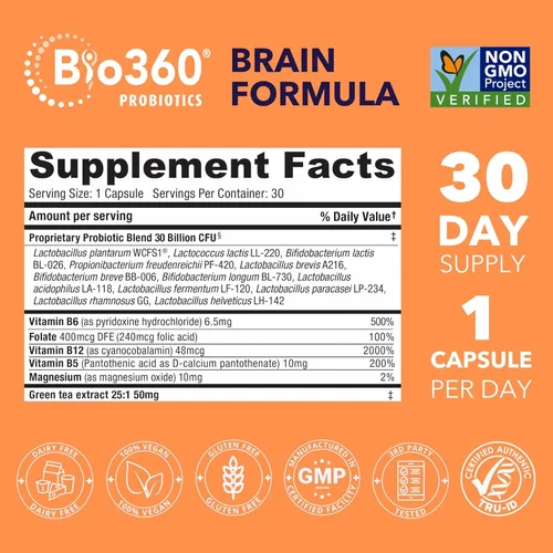 Miniatura 3 de Bio360 Apoyo cognitivo, 30 suplementos veganos (30 unidades (paquete de 1))