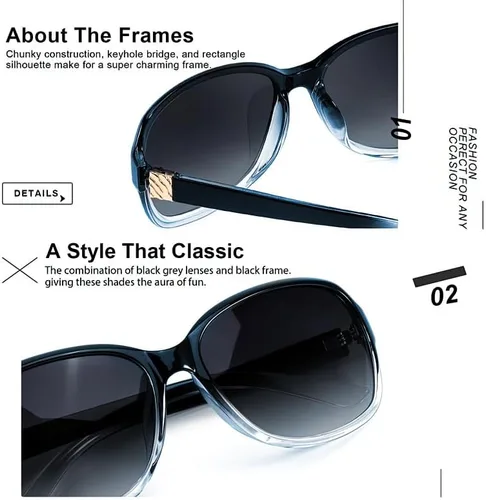 Miniatura 5 de SIPHEW - Gafas de sol polarizadas para mujer, gafas de sol cuadradas clásicas para mujer con protección UV