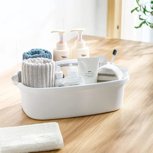 Miniatura 7 de Goderewild Organizador de limpieza de plástico multiusos con asa, organizador de ducha, cesta de almacenamiento, bolsas portátiles para suministros