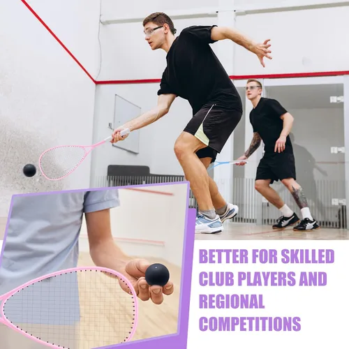 Miniatura 4 de Seenelling Paquete de 2 raquetas de squash para principiantes, incluye 2 raquetas con bolsas de raqueta, 2 gafas antivaho con estuches y 2 bolas