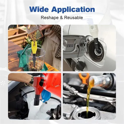 Miniatura 6 de Embudo de plástico retráctil para cambio de aceite para automóviles y motocicletas (A-Blue+White)