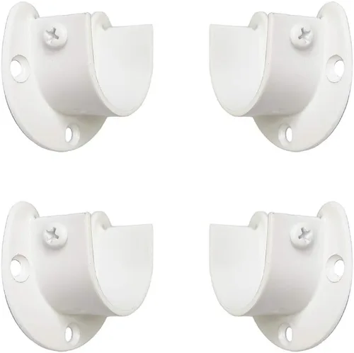 White Edition - Soporte para barra de armario de acero inoxidable, enchufe de tipo abierto en forma de U, soporte de armario, soportes de extremo