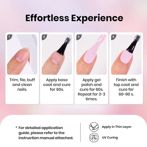 Miniatura 7 de Beetles - Esmalte de uñas de gel rosa claro, 0.5 fl oz, color rosa bebé, esmalte de gel que se absorbe con luz UV LED, arte de uñas de verano, salón