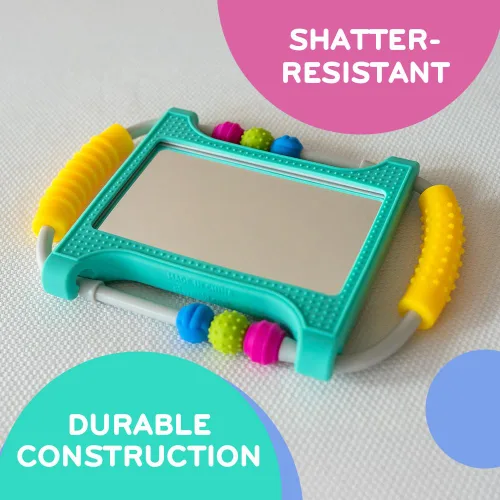 Miniatura 4 de Mobi Peeka - Juguete de actividad – Espejo de bebé boca abajo, juguetes Montessori de silicona de grado alimenticio, espejo inastillable para bebés