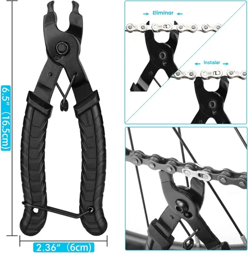 Miniatura 2 de Alicates de eslabones de bicicleta + herramienta divisora de cadena + comprobador de cadena + 3 pares de eslabones faltantes de bicicleta, abridor
