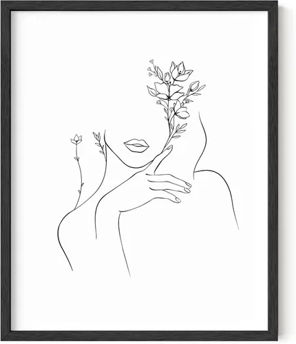 HAUS AND HUES Arte minimalista para pared, línea de arte minimalista, decoración de pared, póster de silueta, decoración de pared minimalista, Mujer