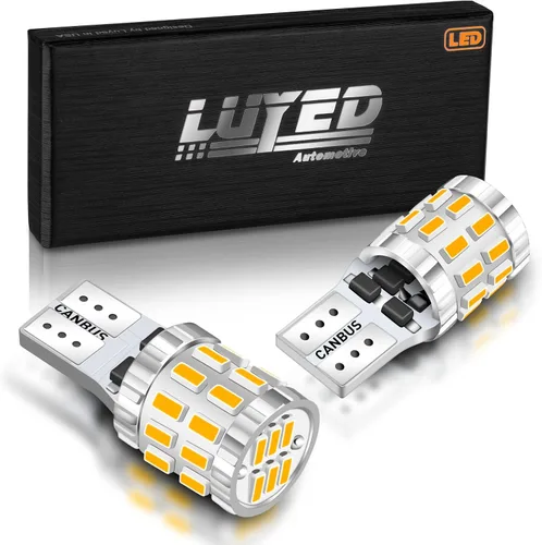 194 Bombilla LED Ámbar Amarilla 9-30v CANbus sin errores W5W 168 2825 Bombilla LED para luces de domo, mapa, puerta, cortesía, maletero,