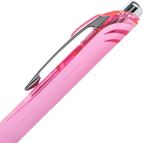 Miniatura 6 de Pentel EnerGel RTX - Bolígrafo retráctil de gel líquido, punta de metal, línea media, barril rosa, tinta negra, paquete de 3