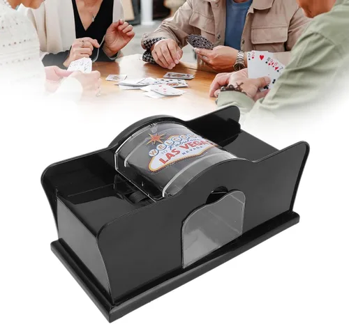 Miniatura 3 de Barajador manual de cartas de 1-2 barajas para blackjack, póker, silencioso, manivela, equipo de casino máquina barajadora de cartas para jugar a
