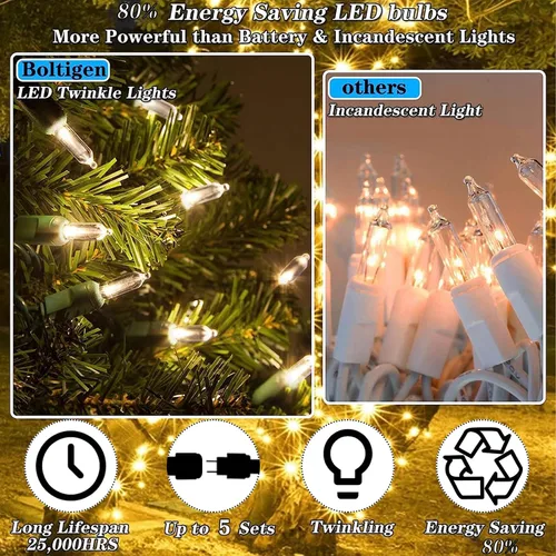 Miniatura 5 de 100 luces LED parpadeantes suaves, luces de Navidad centelleantes lentas, 50 de 100 luces parpadeantes, brillo suave impermeable, certificado UL, 29