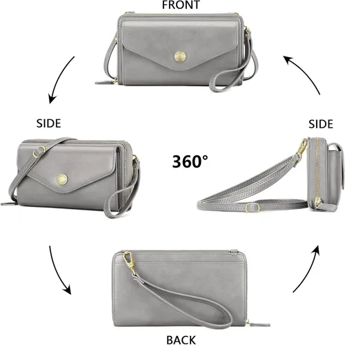 Miniatura 2 de Peacocktion Cartera para mujer con RFID, cartera cruzada de gran capacidad, 2 correas