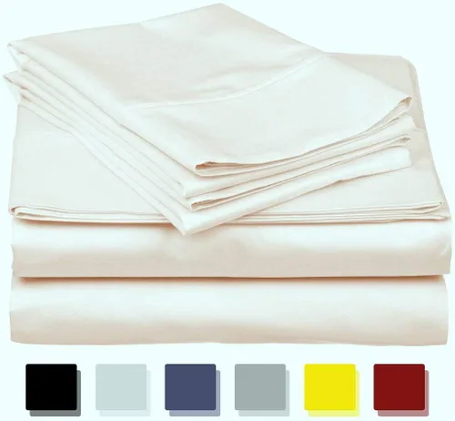 Miniatura 65 de Juego de sábanas de 1500 TC 100% algodón Pima (4 piezas, 1 ajustable, 1 plano, 2 fundas de almohada)