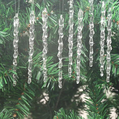 Miniatura 3 de Adornos de carámbanos de 25 piezas, juego de colgantes de carámbanos, decoración de Navidad, carámbanos acrílicos transparentes con cordón