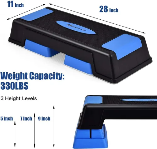 Miniatura 7 de Goplus Stepper aeróbico de 30 pulgadas con elevadores, niveles de altura ajustable de 5, 7 y 9 pulgadas, para entrenamiento, fitness, ejercicio