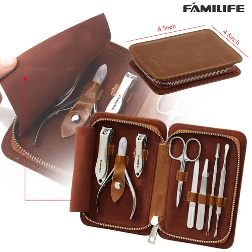 Miniatura 4 de FAMILIFE Kit de manicura profesional 8 piezas y herramienta para uñas encarnadas, 2 piezas, acero inoxidable, plata