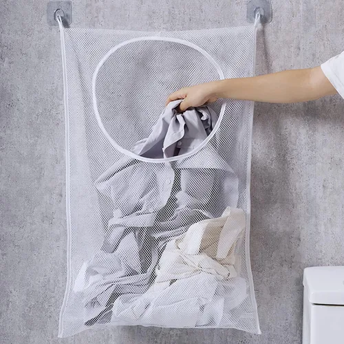 Resdenio Bolsa de lavandería colgante, bolsa de lavandería portátil, 30 x 20 pulgadas, cesta grande plegable para colgar en la pared con 2 ganchos