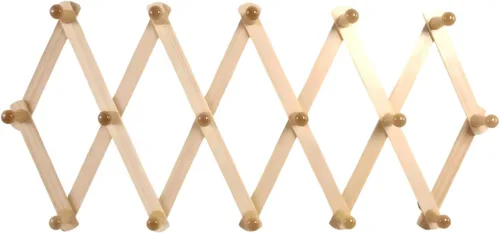 Miniatura 14 de AMAPON Perchero de pared de madera estilo acordeón, ampliable, con 13 ganchos (clavos) para colgar sombreros, chaquetas, tazas de café, bolsos