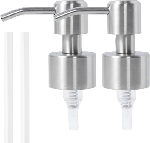 Bomba dispensadora de jabón de acero inoxidable, diseño moderno, paquete de 2 (cepillo de acero)