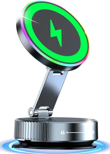 Cargador de coche Magsafe para montaje en automóvil, cargador inalámbrico de carga rápida de 15 W [succión de 120 libras e imán de 3800 gf] 780°