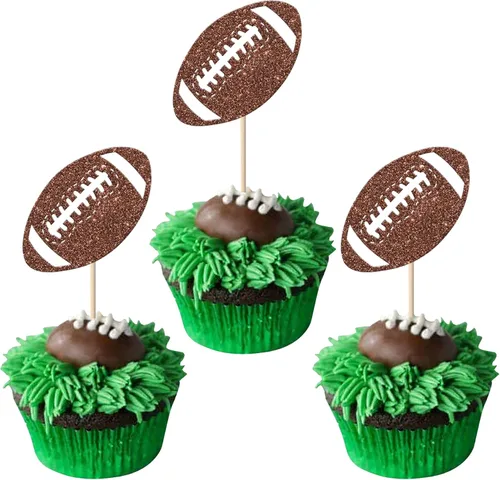Miniatura 10 de Rsstarxi 1 paquete de decoración de pastel de fútbol americano de feliz cumpleaños, decoración de pastel de fútbol americano para amantes