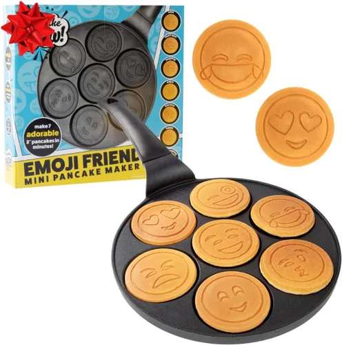 Sartén mini para hotcakes con emojis - 7 caras sonrientes únicas para niños, sartén antiadherente para hotcakes con moldes para la estufa, plancha