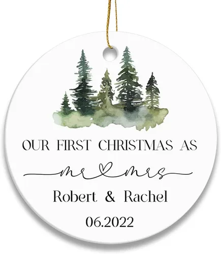 Miniatura 8 de Adorno de Navidad personalizado con nombre de la familia, accesorios de decoración para árbol de Navidad 2023, adornos de cerámica para puerta