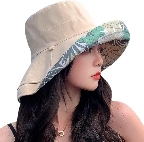 Miniatura 9 de Sombreros reversibles florales para el sol, protección UV, con protección UPF y ala ancha y correa de barbilla para mujer