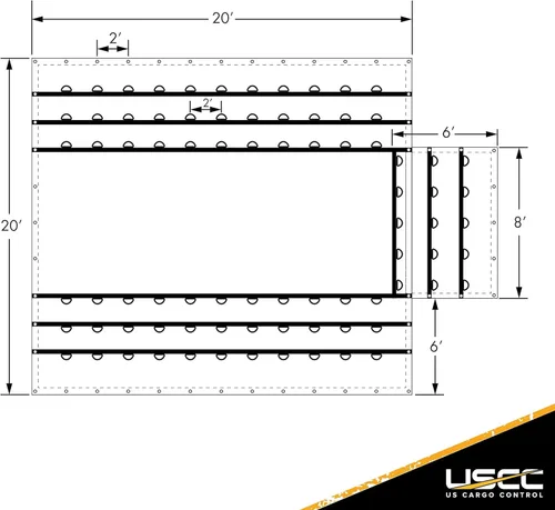 Miniatura 2 de US Cargo Control Lona plana de 20 pies x 20 pies, lona ligera de 14 onzas para camiones de plataforma plana, caída y solapa de 6 pies, poliéster