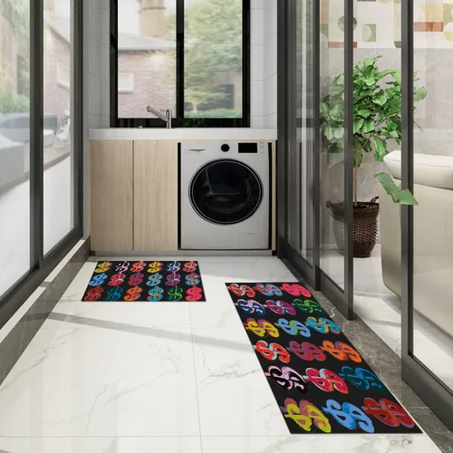 Miniatura 4 de GUBIYU Alfombras coloridas para cocina, cuarto de servicio, alfombra antideslizante para interiores y exteriores, para pasillo, sala de estar
