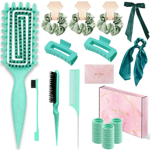 Cepillo para cabello rizado, cepillo para definir rizos, cepillo para peinar hacia atrás, peine de cola de ratón, cepillo de cerdas para las puntas,