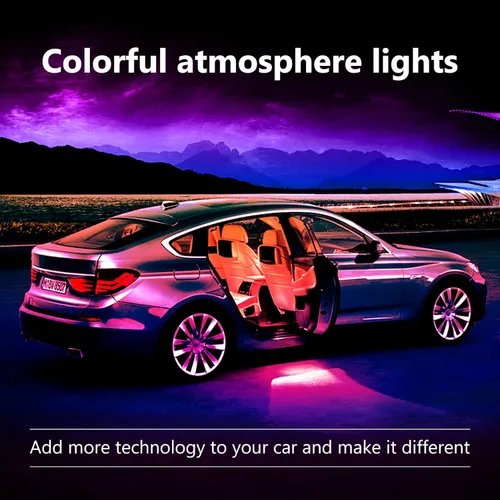 Miniatura 8 de Luces LED interiores para automóvil con control inteligente de aplicación, sincronización de música, modo DIY, kits de luces LED interiores