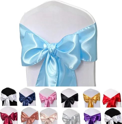 Bandas de satén para silla, lazos para silla, 12 lazos para silla, bandas traseras para bodas, fiestas, eventos, banquetes, decoración de fundas de