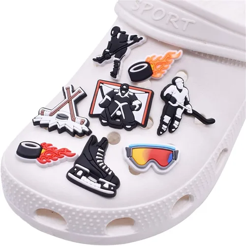 Miniatura 7 de Travel Outdoor Adventure Charm Ice Hockey Sports Shoe Charms Soccer Clog Pins Cute Cartoon PVC Charms Decoration Boys Football Baseball Accessories