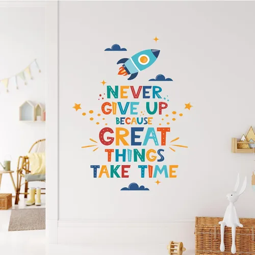 Miniatura 2 de Calcomanías de pared inspiradoras, calcomanías de pared extraíbles con texto motivacional con letras positivas, calcomanía de frase "Never Give Up