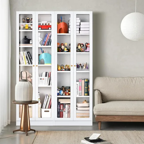 Miniatura 17 de Gabinetes Curio de metal de 5 niveles, gabinete moderno de 71 pulgadas de alto con 4 estantes ajustables, vitrina para oficina en casa, sala