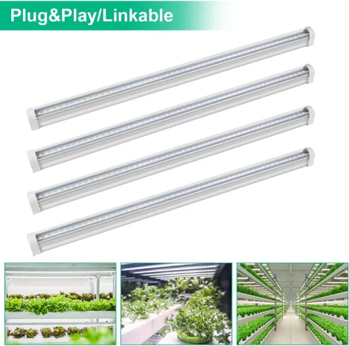 Miniatura 5 de Luces de cultivo T5 de espectro completo de 5000 K, lámpara de cultivo de plantas de 1.4 pies (4 piezas x 10 vatios), tiras de luz LED conectables