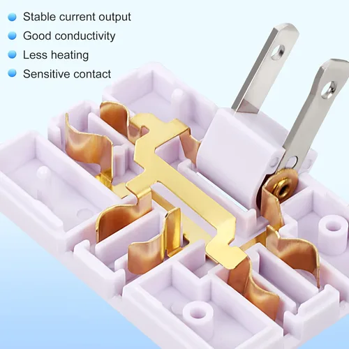 Miniatura 5 de Paquete de 3 extensores de toma de corriente de pared plana de CA, adaptador de enchufe plano, adaptador de pared plegable de 3 vías, enchufe Blanco