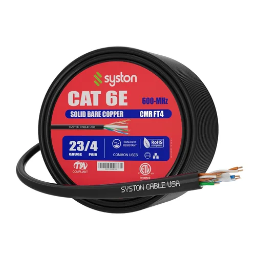 Miniatura 53 de Syston Cable Technology Cable de Internet Ethernet Cat6e – 10 pies, 600 MHz 23AWG de alambre de cobre sólido desnudo apto