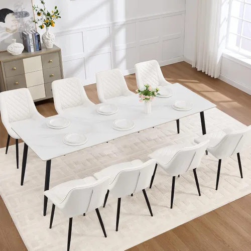 Miniatura 22 de Silla de Comedor, Sillas de Comedor Modernas con Cojines Gruesos, Sillas de Comedor de Cocina y Salón Tapizadas en Cuero Sintético con Patas Negro