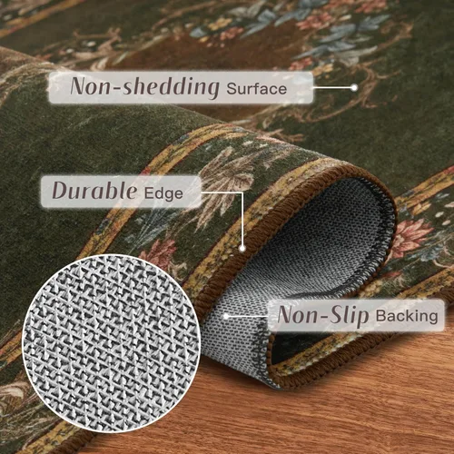 Miniatura 4 de RYB HOME Alfombra lavable para sala de estar, alfombra grande de 8 x 10 pies que no se desprende para dormitorio, alfombra de lana sintética ultra